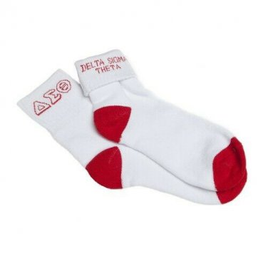 DELTA SIGMA THETA SORORITY SOCKS DELTA DIVA WHITE RED ANKLE SOCKS