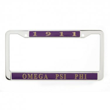 Omega Psi Phi Fraternity License Plate Frame Silver Frame Car/Truck