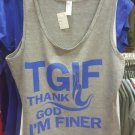 ZETA PHI BETA SORORITY T-SHIRT BLUE Z-PHI-B THANK GOD IM FINER TANK TOP GRAY