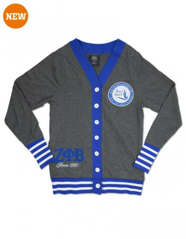 ZETA PHI BETA SORORITY CARDIGAN SWEATER GRAY SORORITY CARDIGAN SWEATER 1920