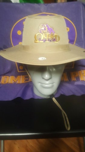 OMEGA PSI PHI FRATERNITY KHAKI BOONIE SAFARI HAT TAN SAFARI Q-DOG HAT CAP MED