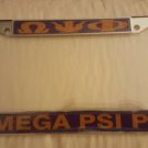 Omega Psi Phi Fraternity Metal License Plate Frame Gold Purple Frame