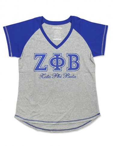 ZETA PHI BETA SORORITY V-NECK T-SHIRT BLUE SHORT SLEEVE V-NECK T-SHIRT 1920