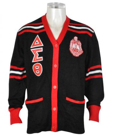 Delta Sigma Theta Sorority Cardigan Sweater Black Delta Diva Heavyweight Sweater