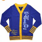 SIGMA GAMMA RHO SORORITY BLUE SEQUIN LIGHT WEIGHT CARDIGAN SWEATER S-3X