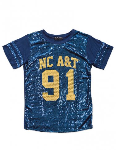 NORTH CAROLINA A&T STATE UNIVERSITY  SEQUIN T-SHIRT HBCU TEE FOIL T-SHIRT