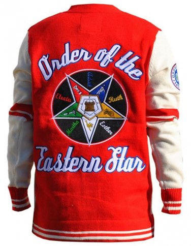 Order of the Eastern Star Cardigan sweater O.E.S Wool Long Sleeve Cardigan