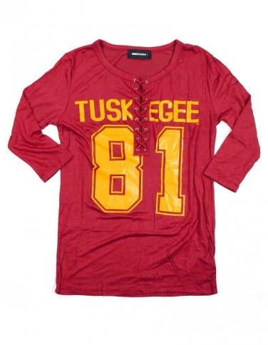 TUSKEGEE UNIVERSITY LONG SLEEVE JERSEY T-SHIRT HBCU COLLEGE LACE T-SHIRT