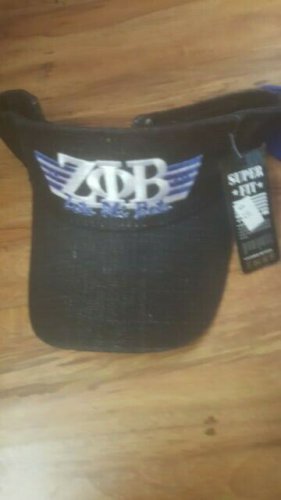 ZETA PHI BETA SORORITY BLACK DENIM SUN VISOR HAT