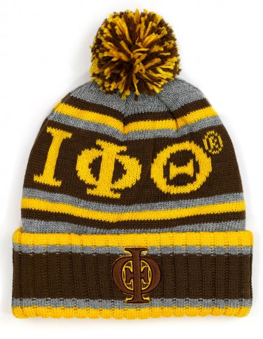 IOTA THETA PHI FRATERNITY BEANIE GOLD FRATERNITY SKULL CAP SKI BALL BEANIE #2