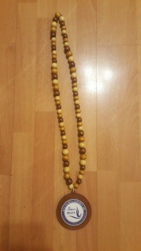 ZETA PHI BETA SORORITY  Wood Bead Tiki Raised Color Crest Necklace