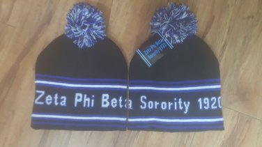 ZETA PHI BETA Sorority Beanie Skull Cap 1920 Black Zeta Phi Beta Beanie Cap