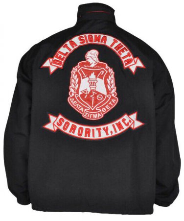 DELTA SIGMA THETA SORORITY WINDBREAKER BLACK ALL WEATHER WINDBREAKER JACKET