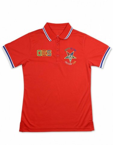Order of the Eastern Star Polo Shirt Short Sleeve Mason Freemasonry Red Polo