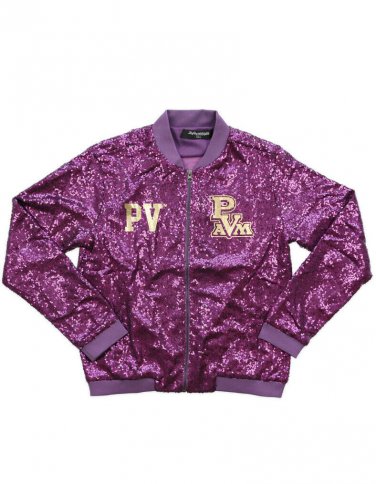 PRAIRIE VIEW A&M LETTERMAN JACKET LADIES HBCU SEQUIN BASEBALL JACKET