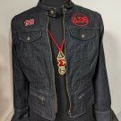 DELTA SIGMA THETA SORORITY BLACK DENIM JEAN JACKET SIZE 10/LARGE