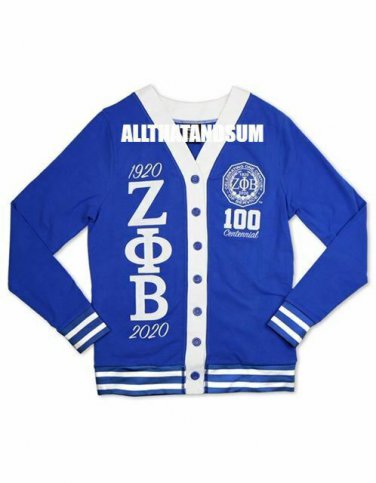ZETA PHI BETA SORORITY BLUE 100 YEAR CENTENNIAL CARDIGAN SWEATER Z-PHI-B 1920