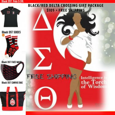 Delta Sigma Theta Sorority Crossing Gift Package POLO SOCKS FACE MASK PURSE