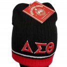 DELTA SIGMA THETA SORORITY BEANIE HAT BLACK RED
