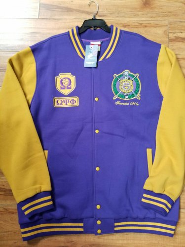 OMEGA PSI PHI FRATERNITY LETTERMAN JACKET Q-DOG FLEECE FRATERNITY JACKET