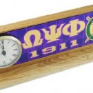 OMEGA PSI PHI FRATERNITY Wood Desktop Clock Domed Desktop Clock