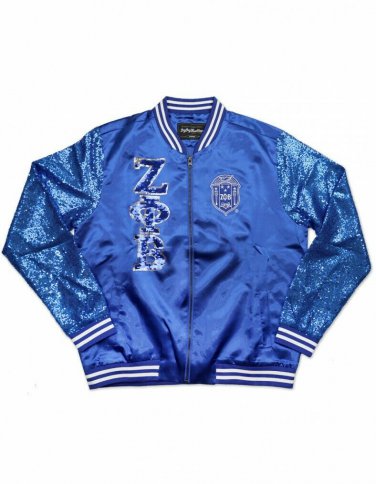 ZETA PHI BETA SORORITY SEQUIN JACKET Z-PHI-B SEQUIN LETTERMAN JACKET