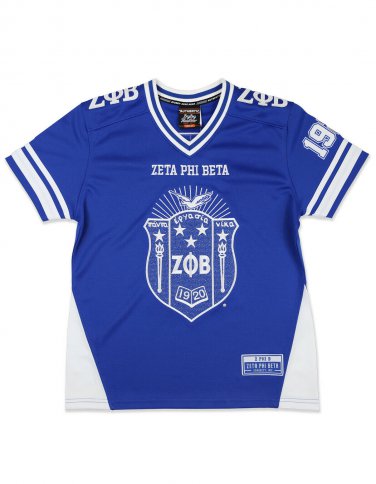 ZETA PHI BETA SORORITY FOOTBALL JERSEY BLUE Z-PHI-B FOOTBALL JERSEY