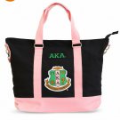 AKA BLACK SORORITY CANVAS BAG PURSE TOTE MULTI-PURPOSE BAG BLACK