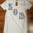 ZETA PHI BETA SORORITY WHITE PADDED ZIPPER BLOUSE TOP