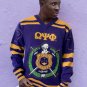 OMEGA PSI PHI FRATERNITY GOLD PURPLE  WOOL V-NECK SWEATER  MEDIUM TO 5XL