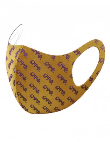 OMEGA PSI PHI FRATERNITY GOLD SUMMER BREATHABLE 3-D FACE MASK