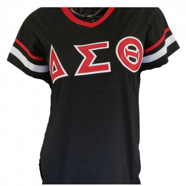DELTA SIGMA THETA SORORITY V-NECK T-SHIRT DELTA SIGMA THETA BLACK V-NECK TEE