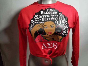 DELTA SIGMA THETA SORORITY RED BLOUSE T-SHIRT DELTA DIVA BLESSED FIERCE TEE