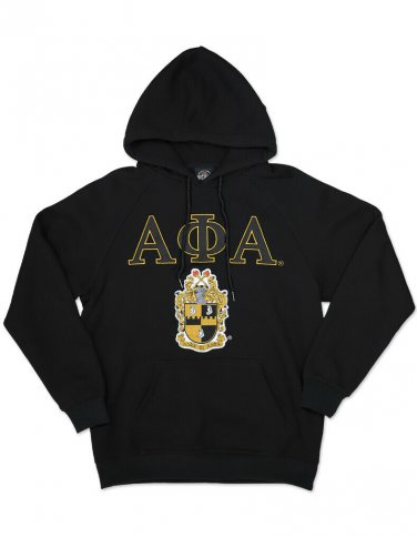 ALPHA PHI ALPHA  FRATERNITY PULLOVER HOODIE ALL BLACK ALPHA MANLEY DEEDS HOODIE