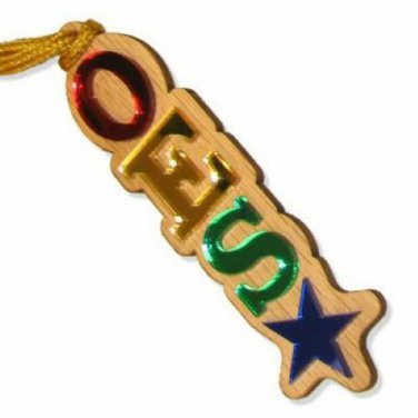 Order of the Eastern Star Wood Oak Backed  Mirror Tiki Necklace