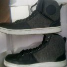 Mens Black Gray High Top Dress Sneakers D.Seek Twill Pattern High Top Shoes