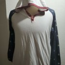 Men's Red White Blue Light weight Long Sleeve Hoodie LARGE