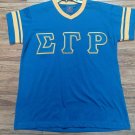 SIGMA GAMMA RHO SORORITY T-SHIRT BLUE SHORT SLEEVE  RINGER V-NECK T-SHIRT