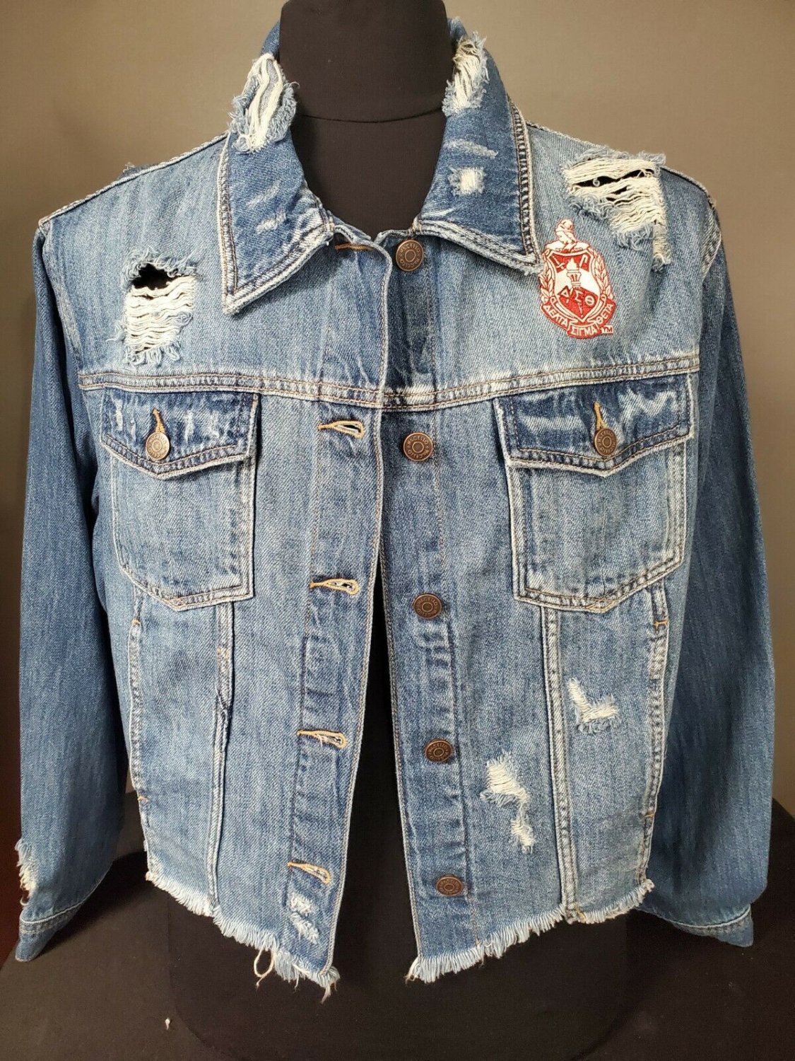 DELTA SIGMA THETA SORORITY DENIM JEAN JACKET DELTA DEAR CROP DENIM ...