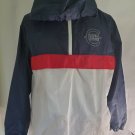 Red White Blue Long Sleeve Zip Up Hoodie Windbreaker Jacket Large
