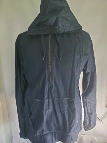 Blue Jean Denim Hoodie Jacket Men's Blue Long Sleeve Denim Jacket LARGE