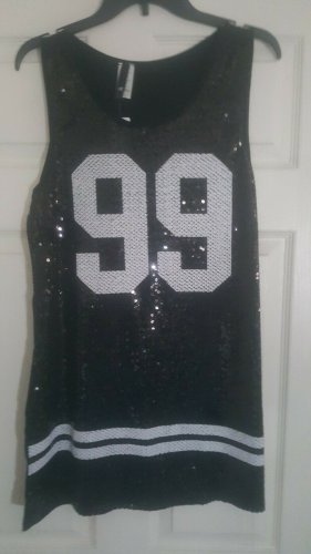 Women's Black Sequin Dress Sequin Evening top Disco Dress 99 Numbered Dress