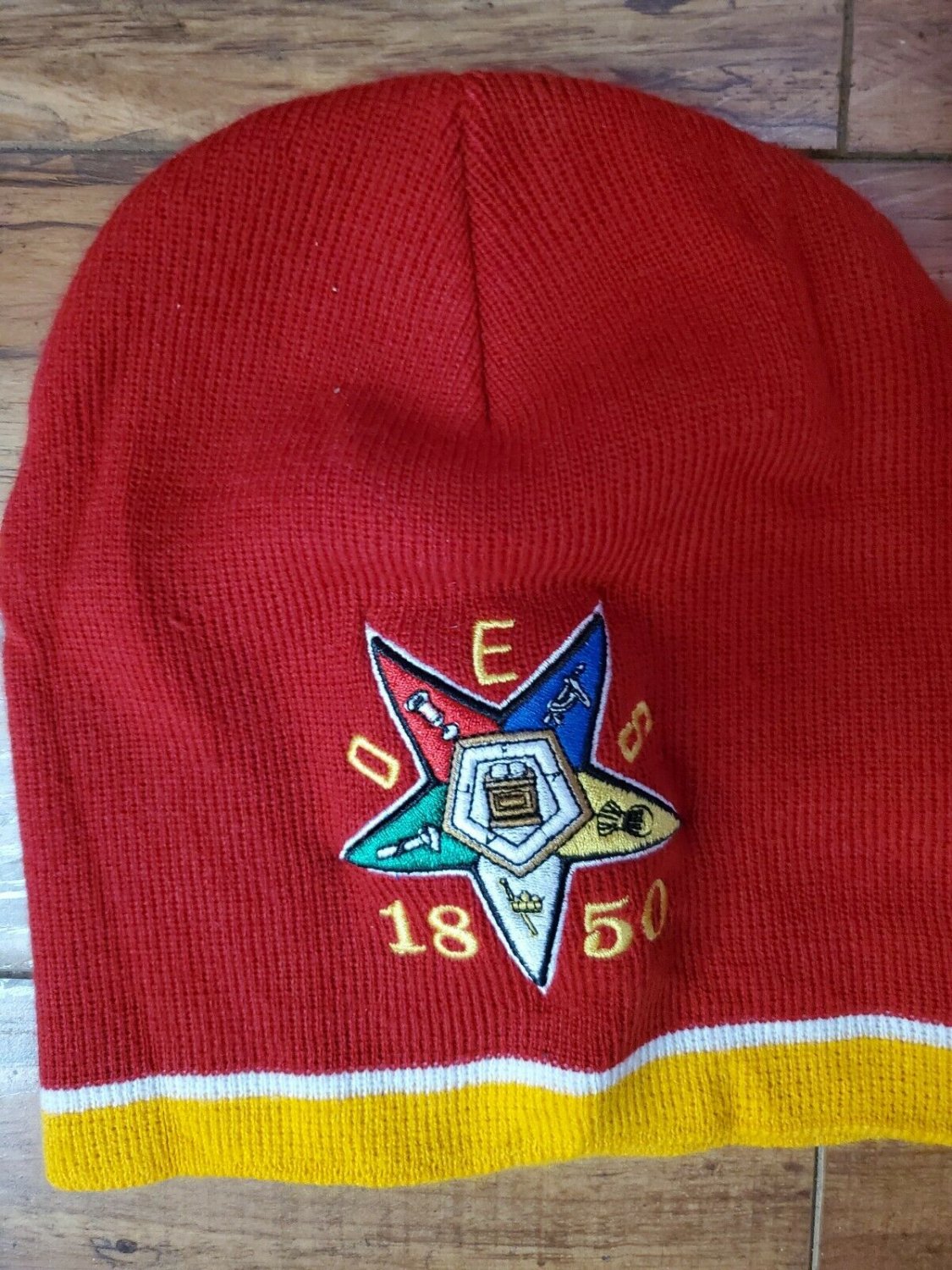 ORDER OF EASTERN STAR RED BALL BEANIE HAT SKULL CAP OES SKULL CAP BEANIE