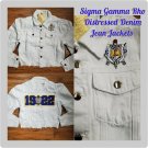 Sigma Gamma Rho Sorority Distressed Denim Jean Jacket ~~~White Version