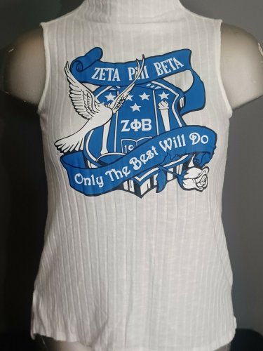 ZETA PHI BETA SORORITY BLOUSE WHITE SLEEVELESS ZETA PHI BETA SHIRT 1920