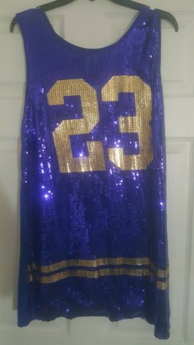 Women's Blue Sequin Dress Sequin Evening top Disco Dress 23 Numbered Dress