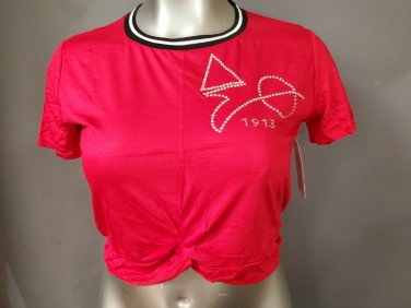 DELTA SIGMA THETA SORORITY RED CROP TOP SHORT SLEEVE BLOUSE
