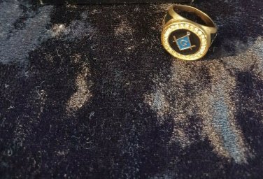 Freemason Stainless Steel CZ Ring Gold Tone  SIZE 10