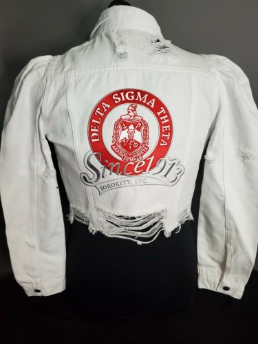 Delta Sigma Theta Sorority White Denim Jean Jacket 1913 Founder Year Jacket