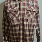 Men's Brown Burgundy Plaid Long Sleeve button up Shirt LARGE